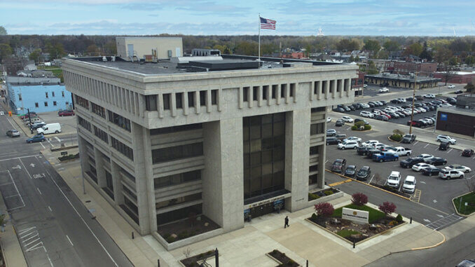 First Merchants headquarters in downtown Muncie. Photo by Mike Rhodes