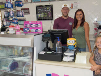 The Shaffer family inside their new Baskin Robbins business. Photo by Mike Rhodes