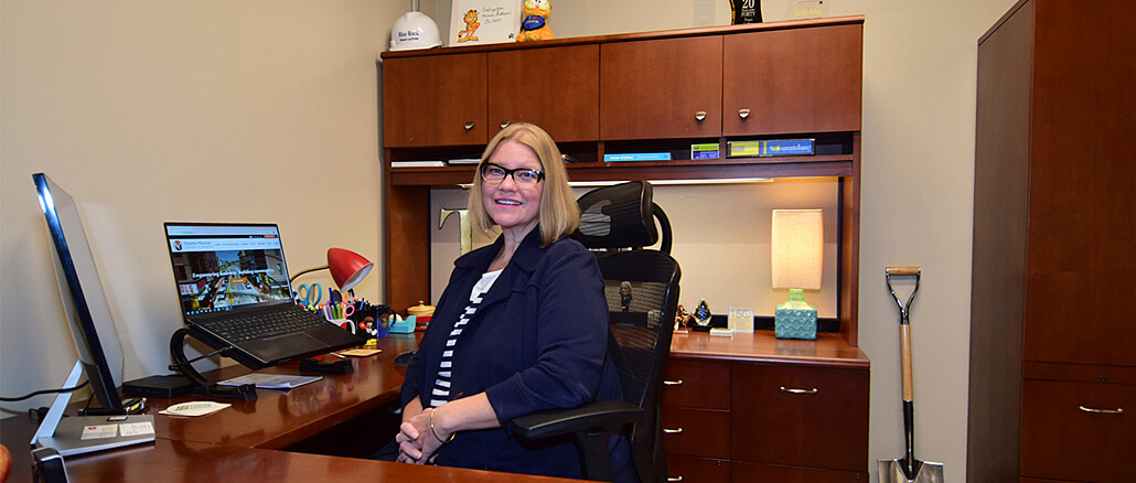 Traci Lutton, vice president of the Muncie-Delaware County Economic Development Alliance is pictured in her new office in the former Old National Bank building in downtown Muncie. Photo by Mike Rhodes