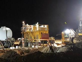 Contract crews prep around the clock for the installation of water transfer lines. Photo provided.