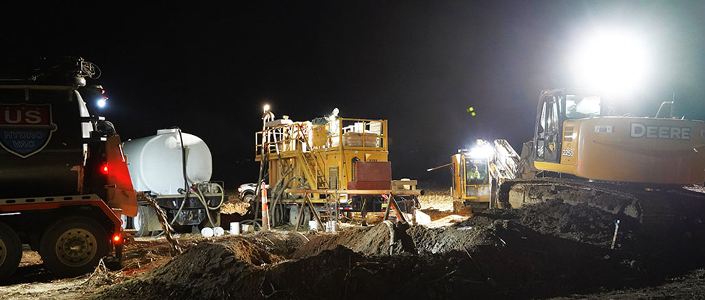 Contract crews prep around the clock for the installation of water transfer lines. Photo provided.